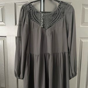 Could be worn as a mini dress or a tunic. Black peasant top